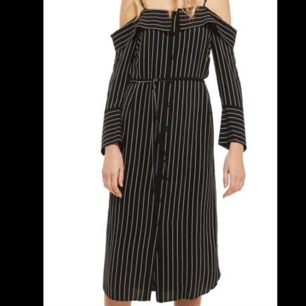 Topshop Pinstripe Midi Shirtdress